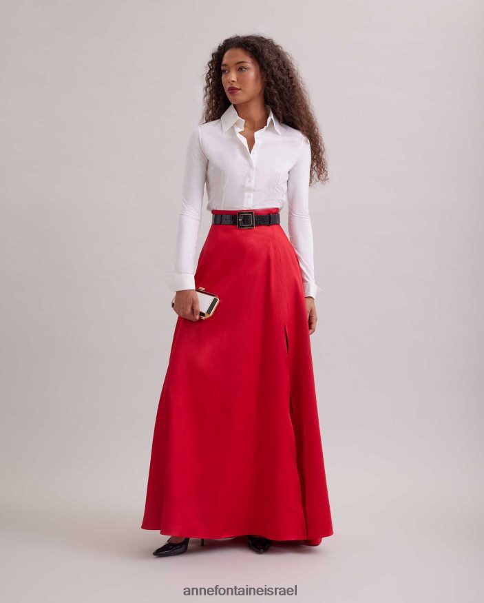 הַלבָּשָׁה Anne Fontaine חצאית ג'ויס חצאית מקסי סאטן עם שסע פתוח גבוה אָדוֹם נשים DL8V8L368