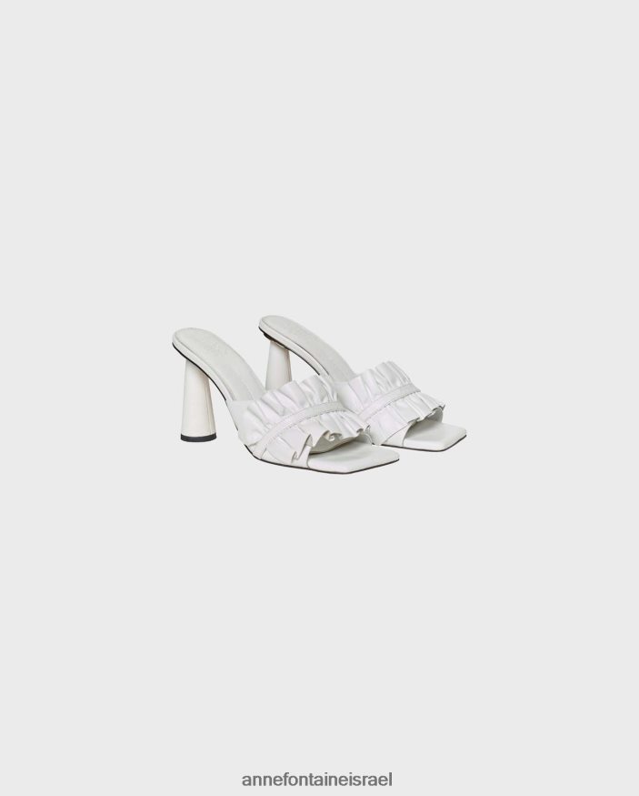נעליים Anne Fontaine מגלשות עור עקב אמורוזה עם פירוט סלסולים לבן נשים DL8V8L37