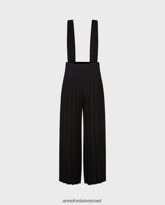 הַלבָּשָׁה Anne Fontaine מכנס רחב קפלים במהדורה עם חגורת מותן רחבה שָׁחוֹר נשים DL8V8L371