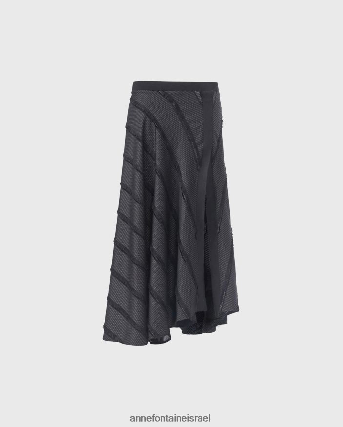 הַלבָּשָׁה Anne Fontaine חצאית לוקוסטל חצאית אקארד באורך מידי עם שוליים מדורגים אלכסוניים שָׁחוֹר נשים DL8V8L373