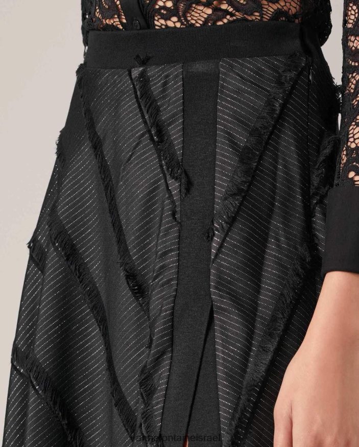 הַלבָּשָׁה Anne Fontaine חצאית לוקוסטל חצאית אקארד באורך מידי עם שוליים מדורגים אלכסוניים שָׁחוֹר נשים DL8V8L373