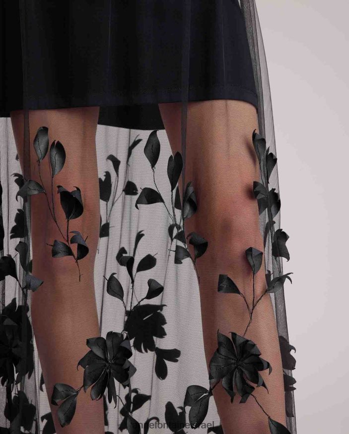 הַלבָּשָׁה Anne Fontaine חצאית אניד חצאית טול עם פרחים רקומים שָׁחוֹר נשים DL8V8L374