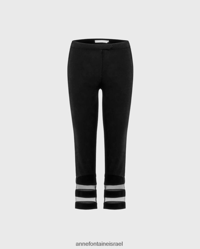 הַלבָּשָׁה Anne Fontaine מכנסי קרסול מכנסיים פלסקה עם פסי טול שָׁחוֹר נשים DL8V8L377