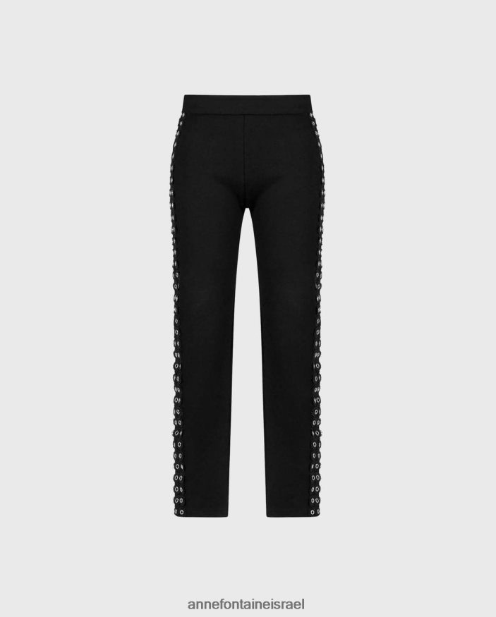 הַלבָּשָׁה Anne Fontaine חותלות מילאנו נמתחות מכנסיים רזה עם לולאות ופרטי תחרה כסף נשים DL8V8L378