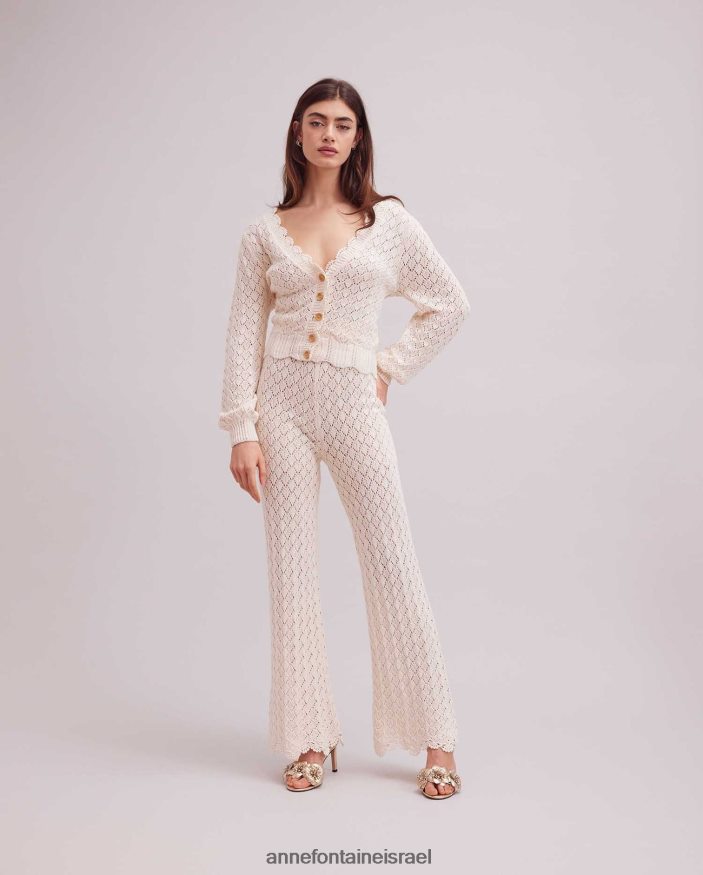 הַלבָּשָׁה Anne Fontaine מכנסיים מכנסיים קרם סרוגה פעמון תחתון בז' נשים DL8V8L387