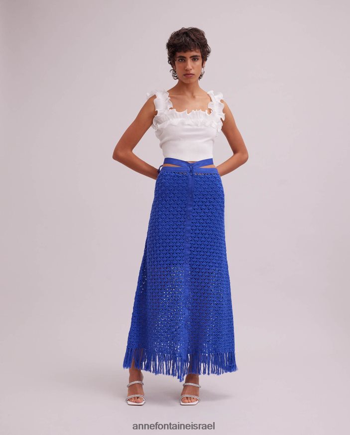 הַלבָּשָׁה Anne Fontaine חצאית פרובנס חצאית מקסי קרושה עם רצועת מותן כְּחוֹל נשים DL8V8L389