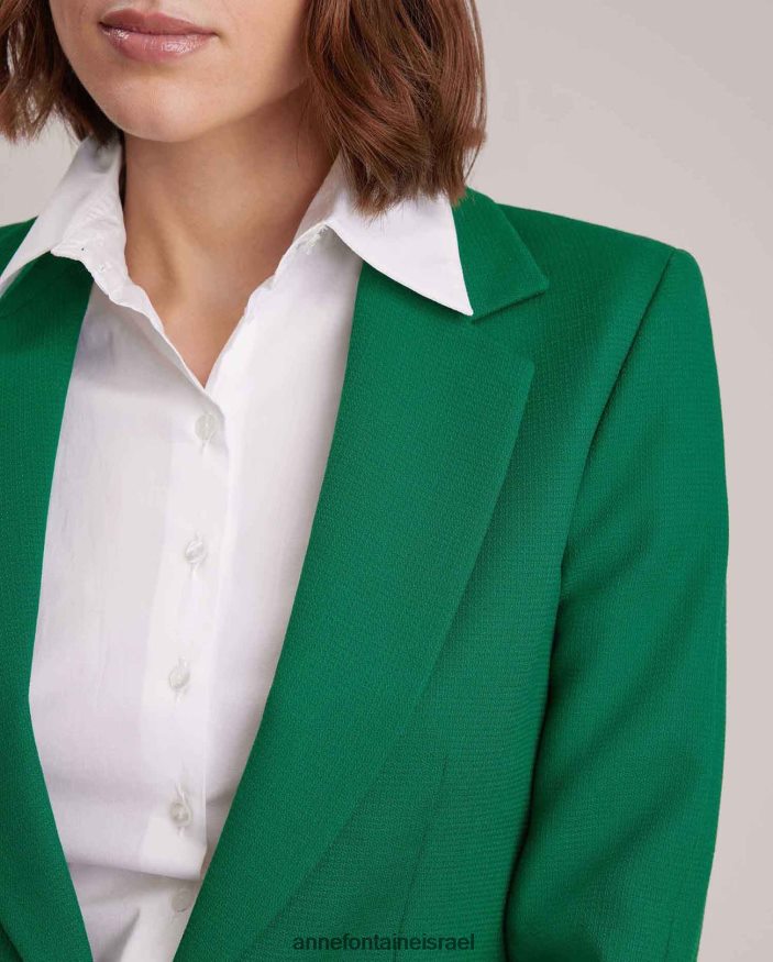 הַלבָּשָׁה Anne Fontaine בלייזר קיימברידג' בלייזר מרקם עם כפתור שרשרת דקורטיבי זהב/ירוק נשים DL8V8L409