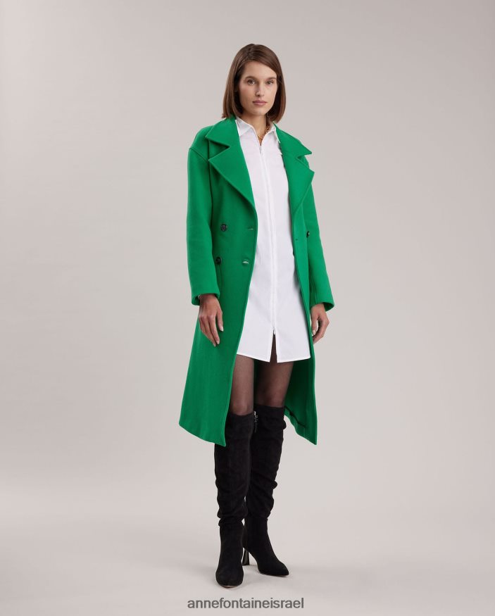 הַלבָּשָׁה Anne Fontaine מעיל סופר טרנץ' עם צווארון מחורץ גדול וחגורת מותן קשירה מנטה נשים DL8V8L410