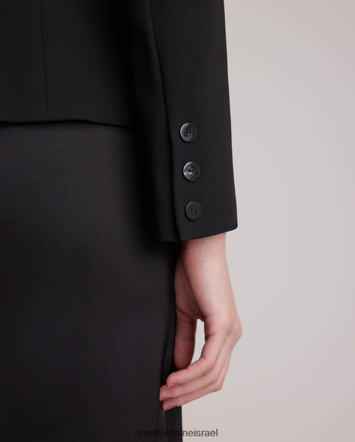 הַלבָּשָׁה Anne Fontaine ז'קט חכם מחויט מעיל טוקסידו עם כפתור אחד שָׁחוֹר נשים DL8V8L413