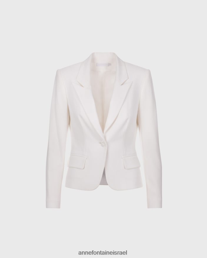 הַלבָּשָׁה Anne Fontaine מעיל לידו מעיל קרפ במרקם לא עם כפתור גיאומטרי לבן נשים DL8V8L420