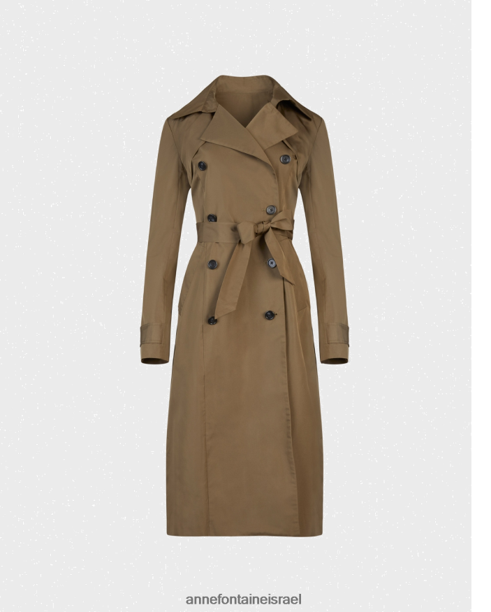 הַלבָּשָׁה Anne Fontaine מעיל אמלטה מעיל ספארי בתערובת משי עם שרוול ארוך ירוק נשים DL8V8L430