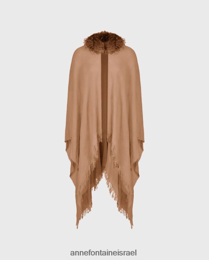 הַלבָּשָׁה Anne Fontaine פונצ'ו צמר גאס פונצ'ו עם צווארון פרווה מסוגנן נשים DL8V8L431