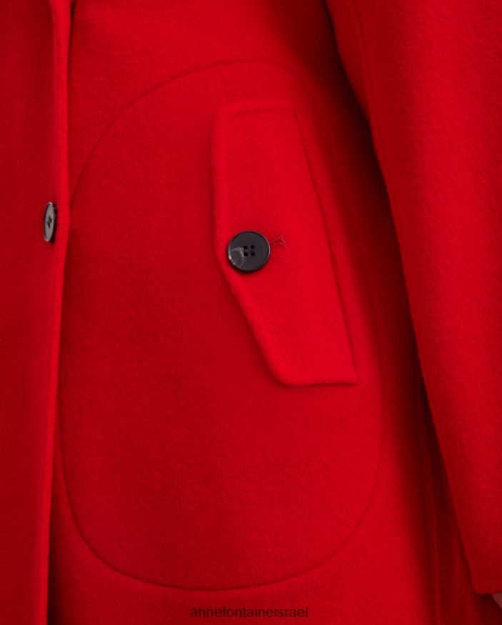 הַלבָּשָׁה Anne Fontaine מעיל קודקס טרנץ' עם צווארון מחורץ גדול וחגורת מותן קשירה אָדוֹם נשים DL8V8L437