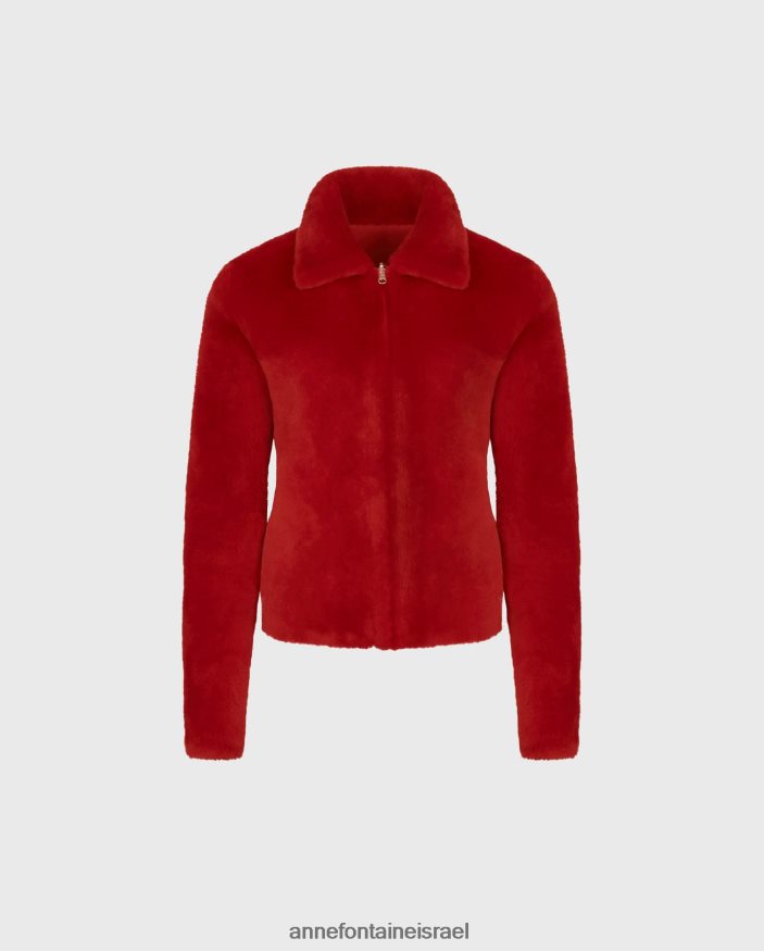 הַלבָּשָׁה Anne Fontaine מעיל וורטון הפיך מעיל עור וחולצה עם צווארון קלאסי אָדוֹם נשים DL8V8L439