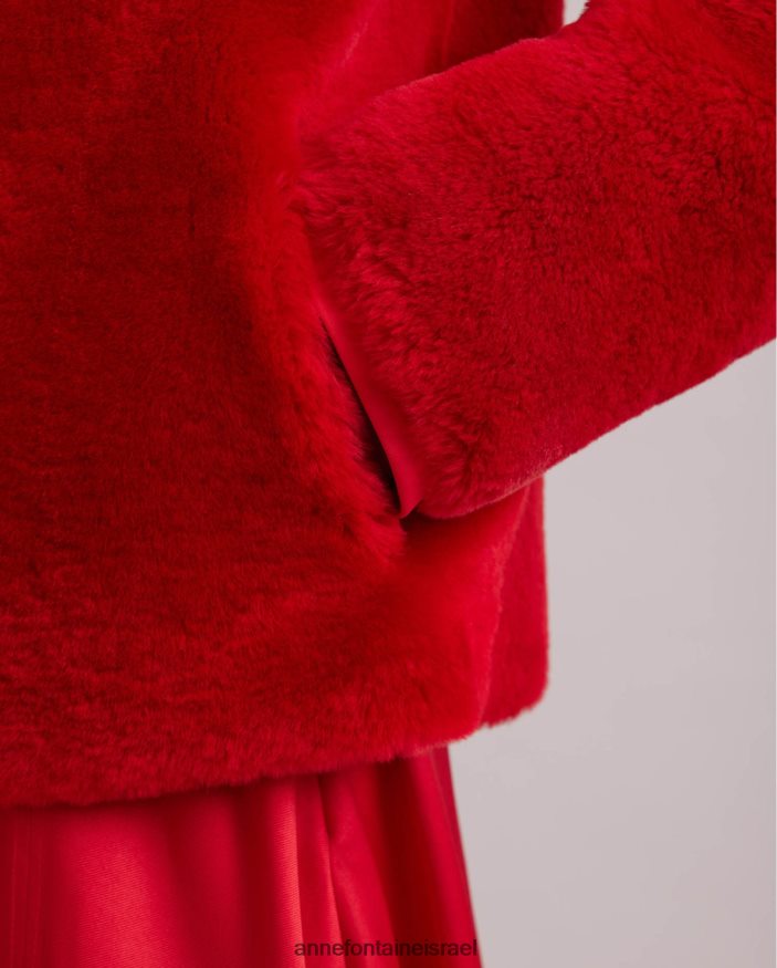 הַלבָּשָׁה Anne Fontaine מעיל וורטון הפיך מעיל עור וחולצה עם צווארון קלאסי אָדוֹם נשים DL8V8L439