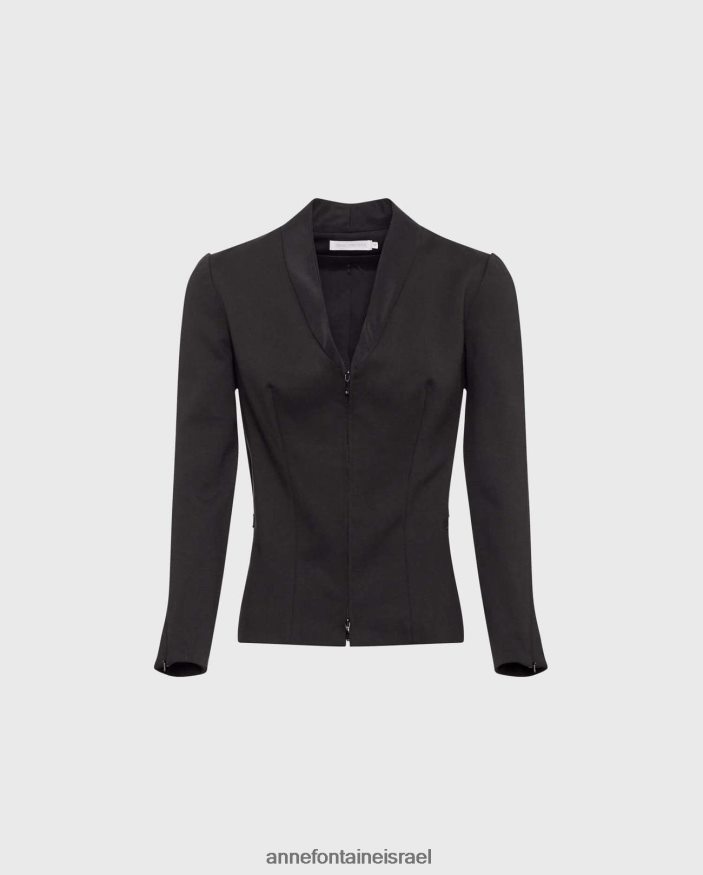 הַלבָּשָׁה Anne Fontaine ז'קט ליאם מדומה מעיל צווארון צעיף שָׁחוֹר נשים DL8V8L451