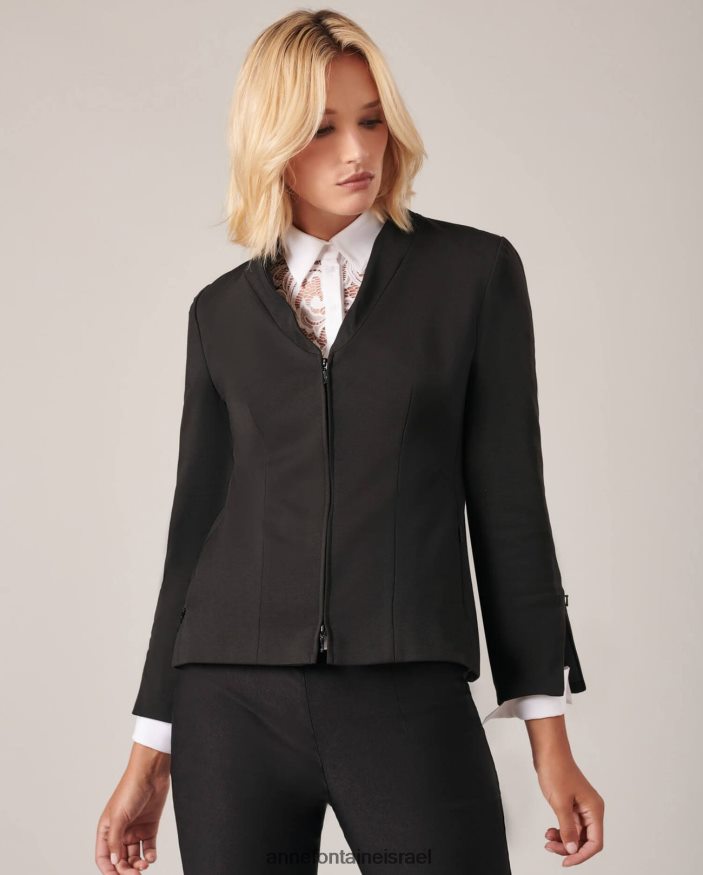 הַלבָּשָׁה Anne Fontaine ז'קט ליאם מדומה מעיל צווארון צעיף שָׁחוֹר נשים DL8V8L451