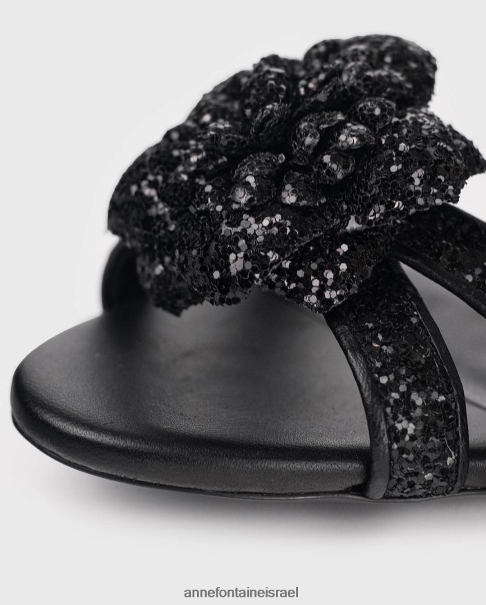 נעליים Anne Fontaine סנדלי עקב סוונטון פתוחים עם רצועות נצנצים שָׁחוֹר נשים DL8V8L45