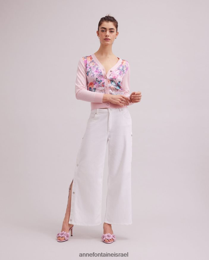 הַלבָּשָׁה Anne Fontaine קרדיגן זיליה קרדיגן עם שרוולים ארוכים בעיצוב הדפס פרפר פרחוני וָרוֹד נשים DL8V8L467