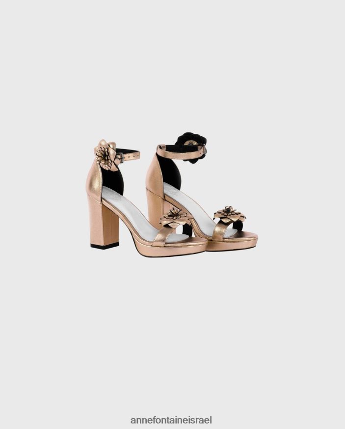 נעליים Anne Fontaine עקבים מתכתיים עקב פראני עם פרחים נשלפים זהב נשים DL8V8L49