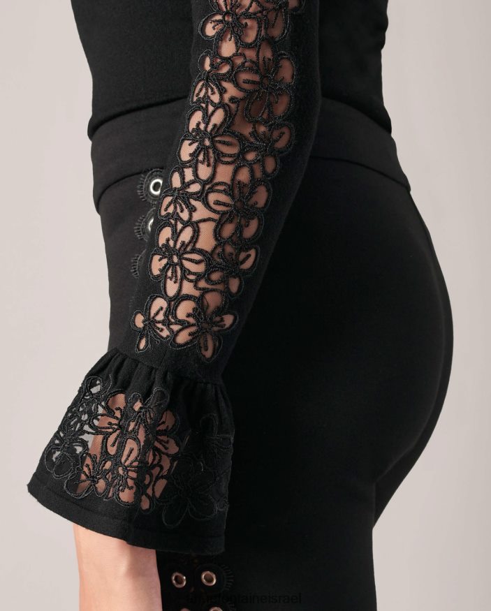 הַלבָּשָׁה Anne Fontaine סוודר סופי סוודר סריג עם שרוול ארוך עם חפתים שָׁחוֹר נשים DL8V8L490