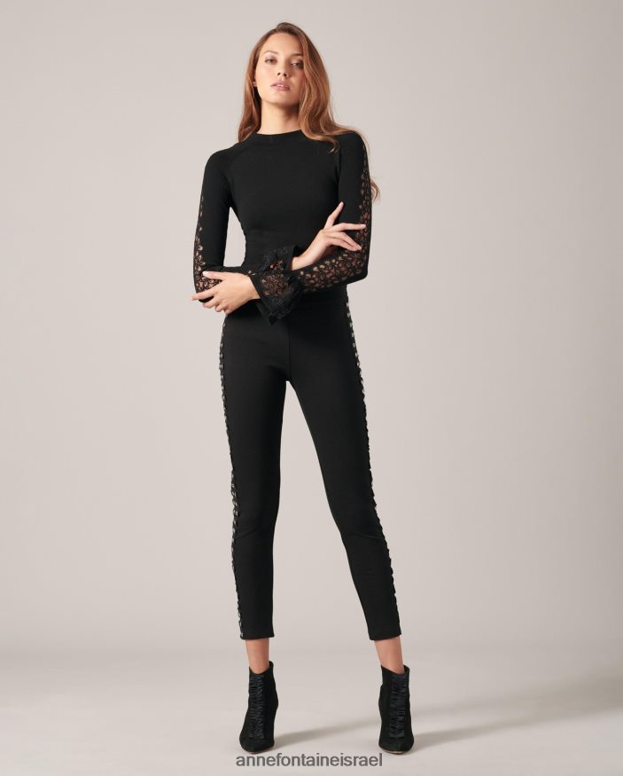 הַלבָּשָׁה Anne Fontaine סוודר סופי סוודר סריג עם שרוול ארוך עם חפתים שָׁחוֹר נשים DL8V8L490