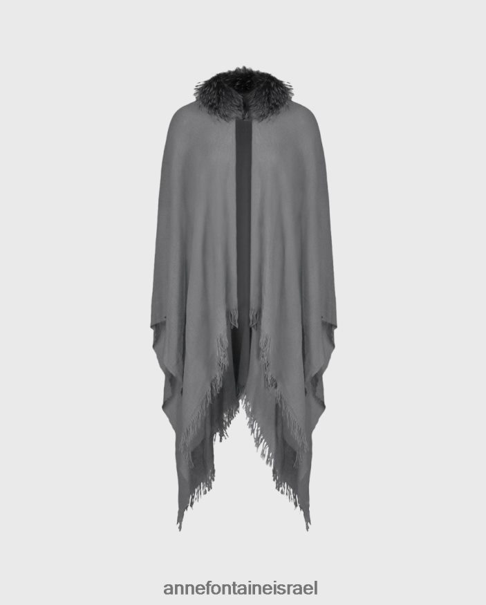 הַלבָּשָׁה Anne Fontaine פונצ'ו צמר גאס פונצ'ו עם צווארון פרווה מסוגנן נשים DL8V8L492