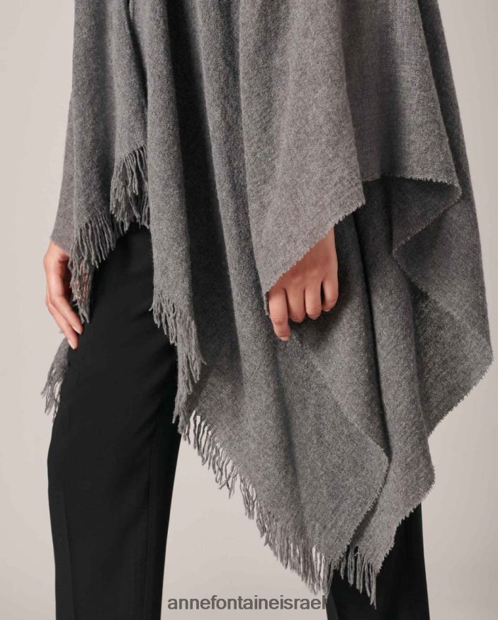 הַלבָּשָׁה Anne Fontaine פונצ'ו צמר גאס פונצ'ו עם צווארון פרווה מסוגנן נשים DL8V8L492