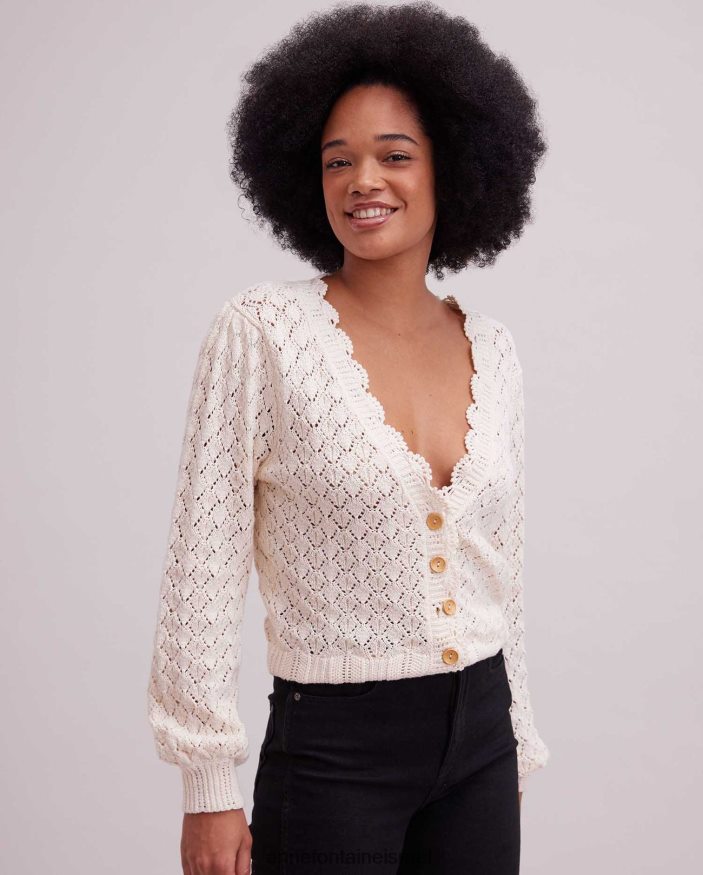 הַלבָּשָׁה Anne Fontaine קרדיגן זיתים קרדיגן סרוג קרדיגן עם עיטורים מסולסלים בז' נשים DL8V8L498