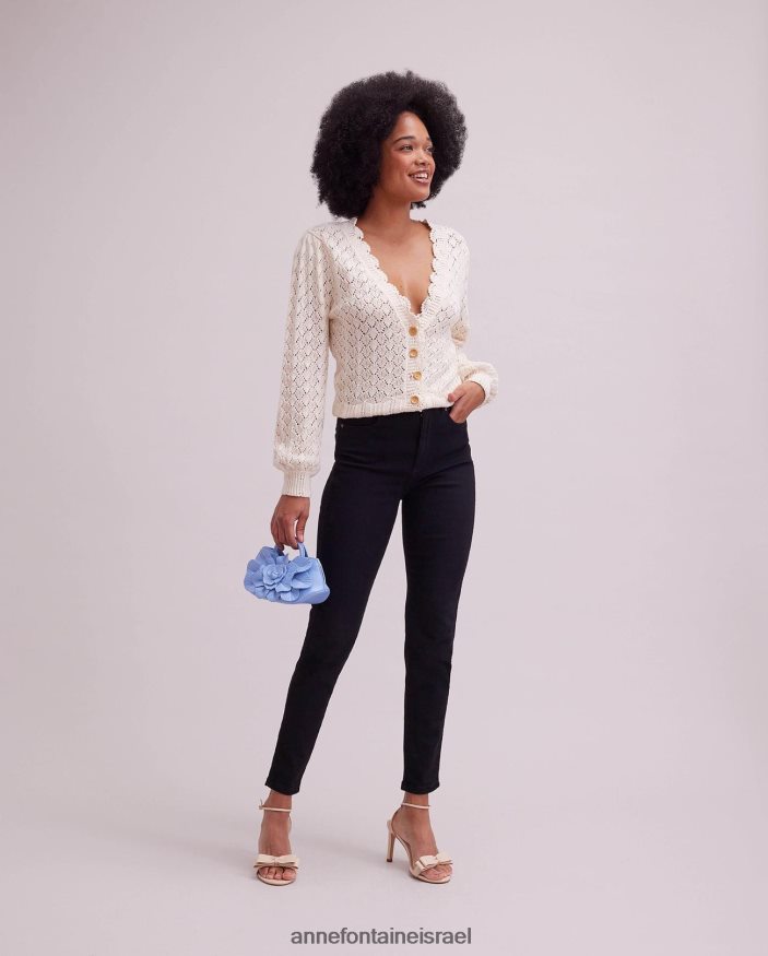 הַלבָּשָׁה Anne Fontaine קרדיגן זיתים קרדיגן סרוג קרדיגן עם עיטורים מסולסלים בז' נשים DL8V8L498