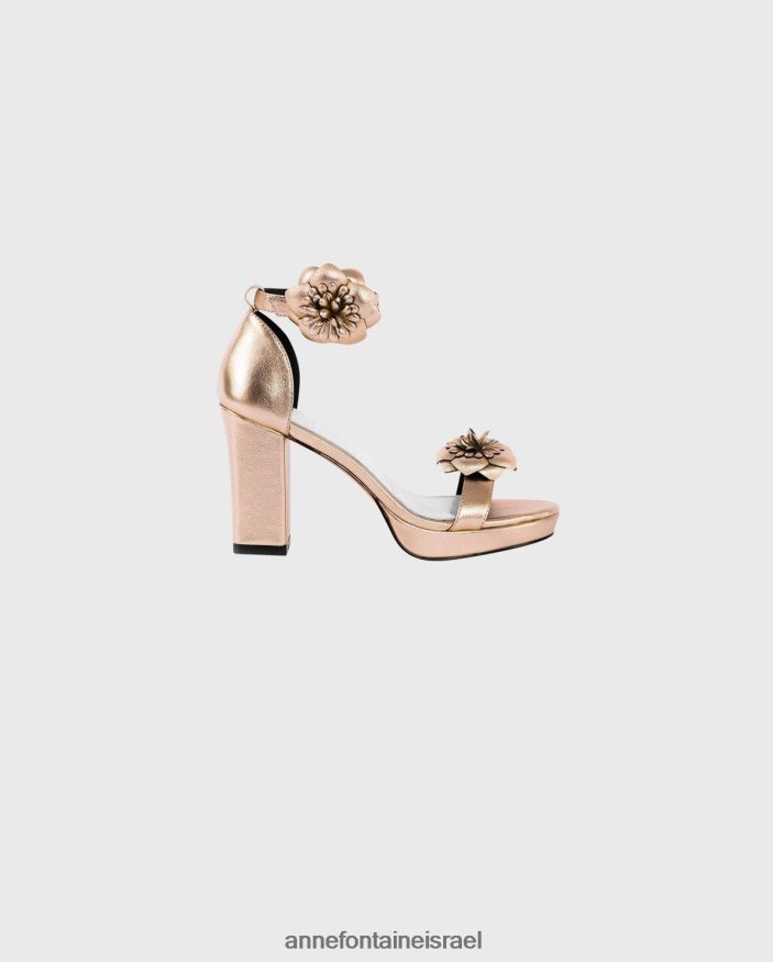 נעליים Anne Fontaine עקבים מתכתיים עקב פראני עם פרחים נשלפים זהב נשים DL8V8L49
