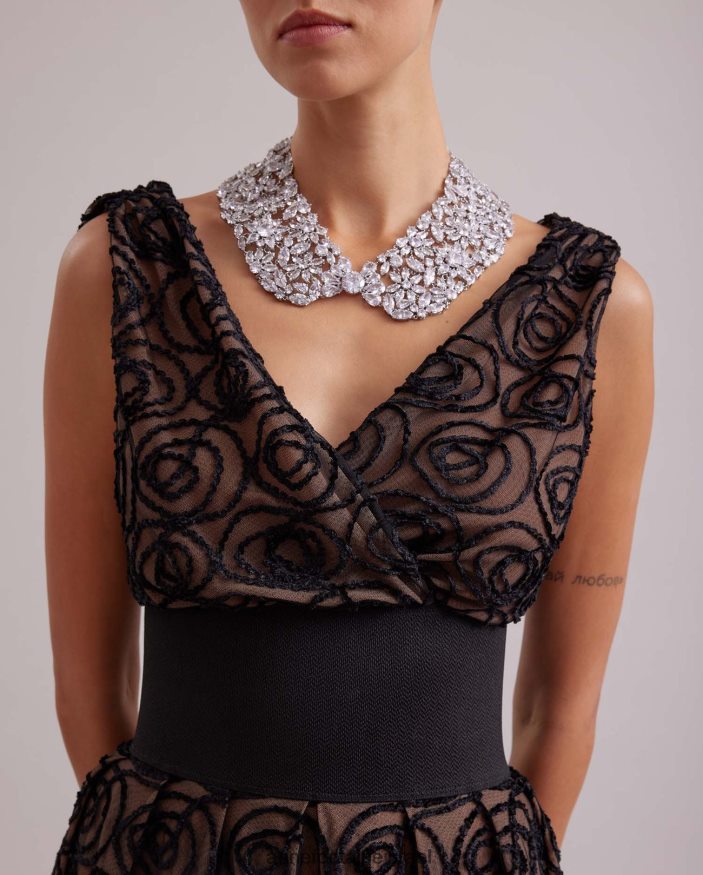 אביזרים Anne Fontaine צווארון קרולינה מעוטר במספר גבישים כסף נשים DL8V8L510