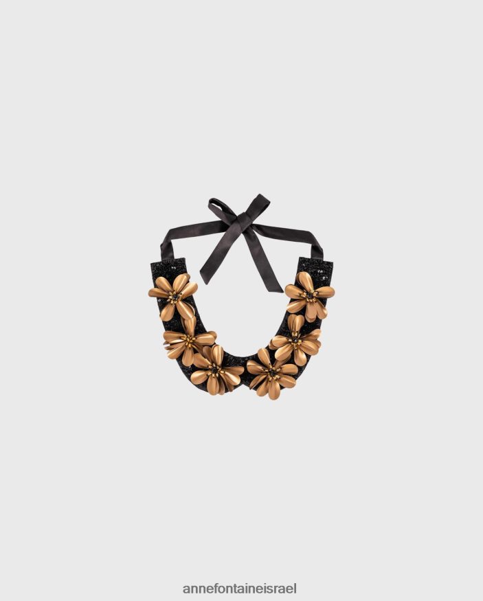 אביזרים Anne Fontaine צווארון בד צווארון ניקול עם פרחים ופאייטים זהב שחור נשים DL8V8L517