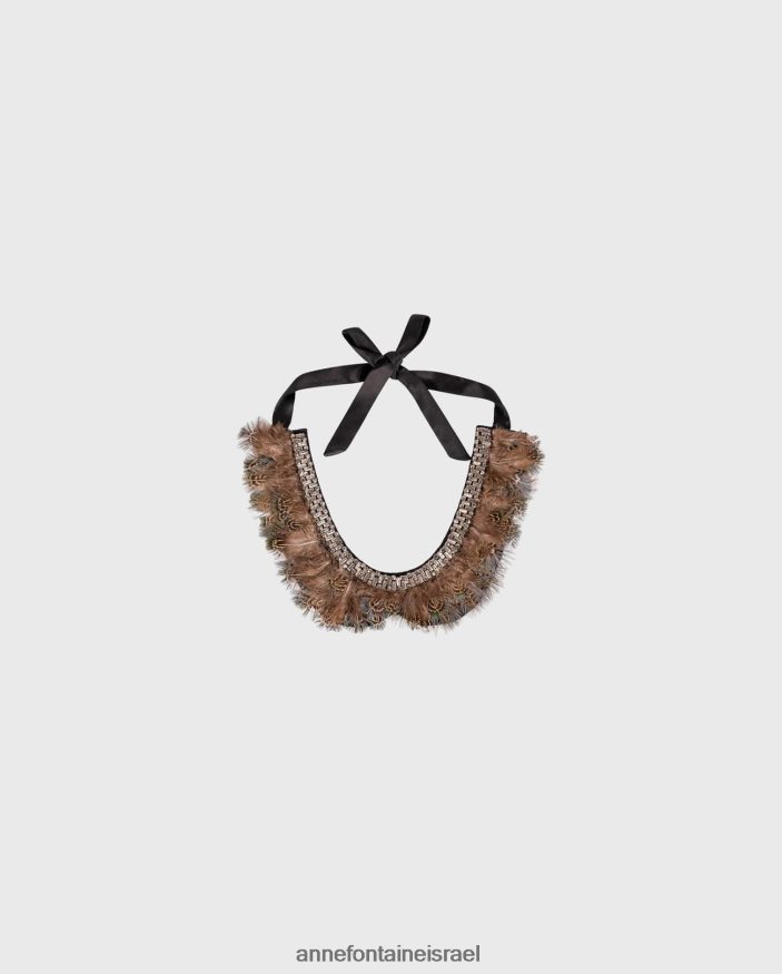 אביזרים Anne Fontaine צווארון בד צווארון נאיסנה עם נוצות ואבני טווס מלאכותיות מסוגנן נשים DL8V8L518