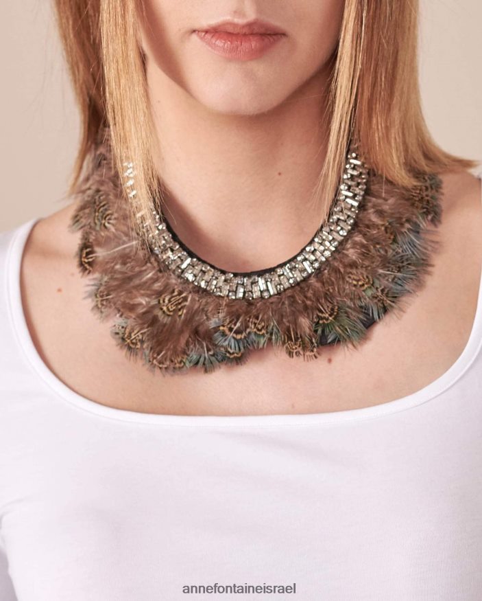 אביזרים Anne Fontaine צווארון בד צווארון נאיסנה עם נוצות ואבני טווס מלאכותיות מסוגנן נשים DL8V8L518