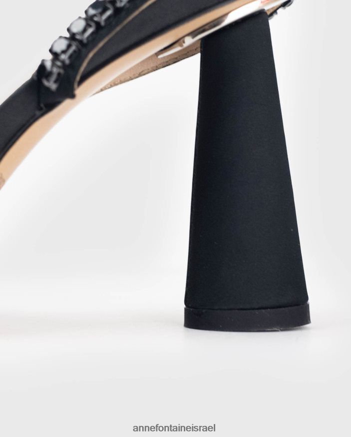 נעליים Anne Fontaine עקב אחורי פתוח עם קשת וקריסטל שָׁחוֹר נשים DL8V8L51