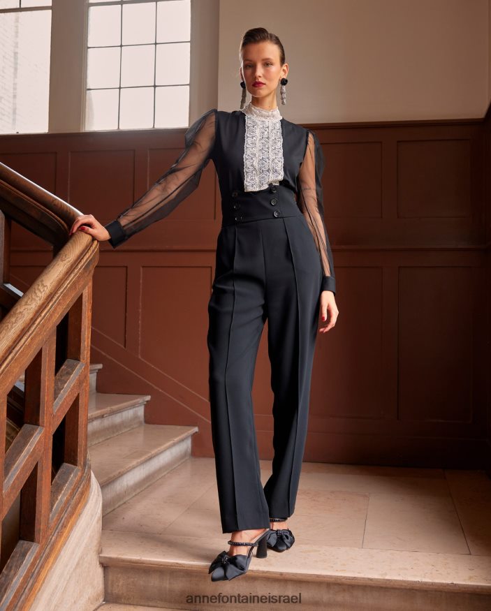 נעליים Anne Fontaine עקב אחורי פתוח עם קשת וקריסטל שָׁחוֹר נשים DL8V8L51