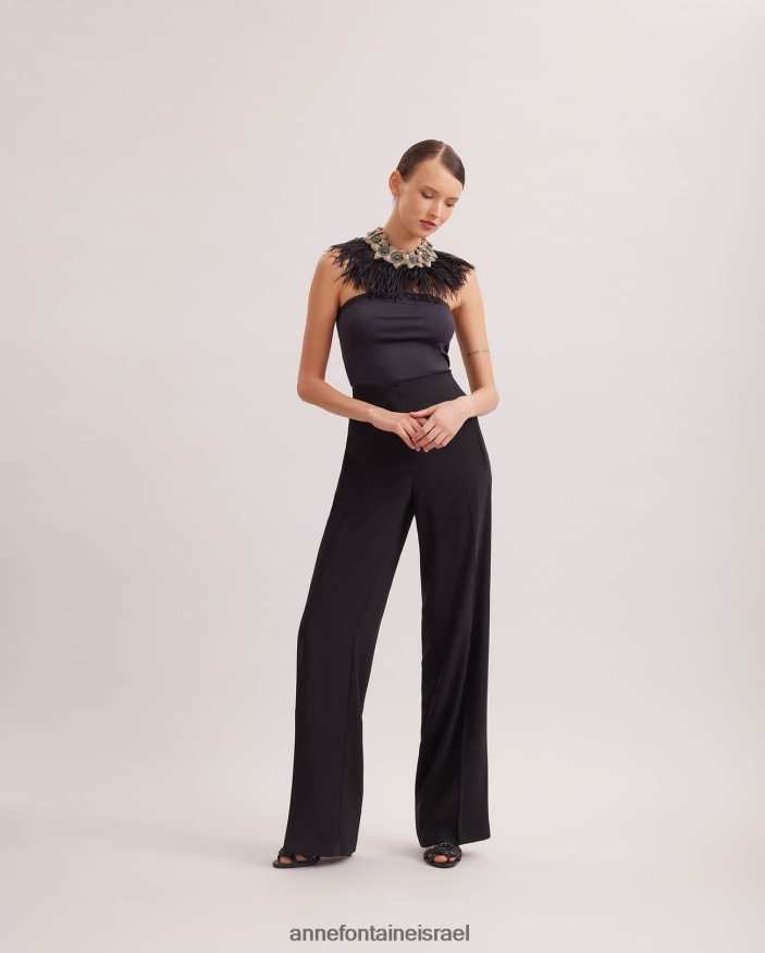 אביזרים Anne Fontaine צווארון נוליטן פרחוני עם נוצות יען שָׁחוֹר נשים DL8V8L526