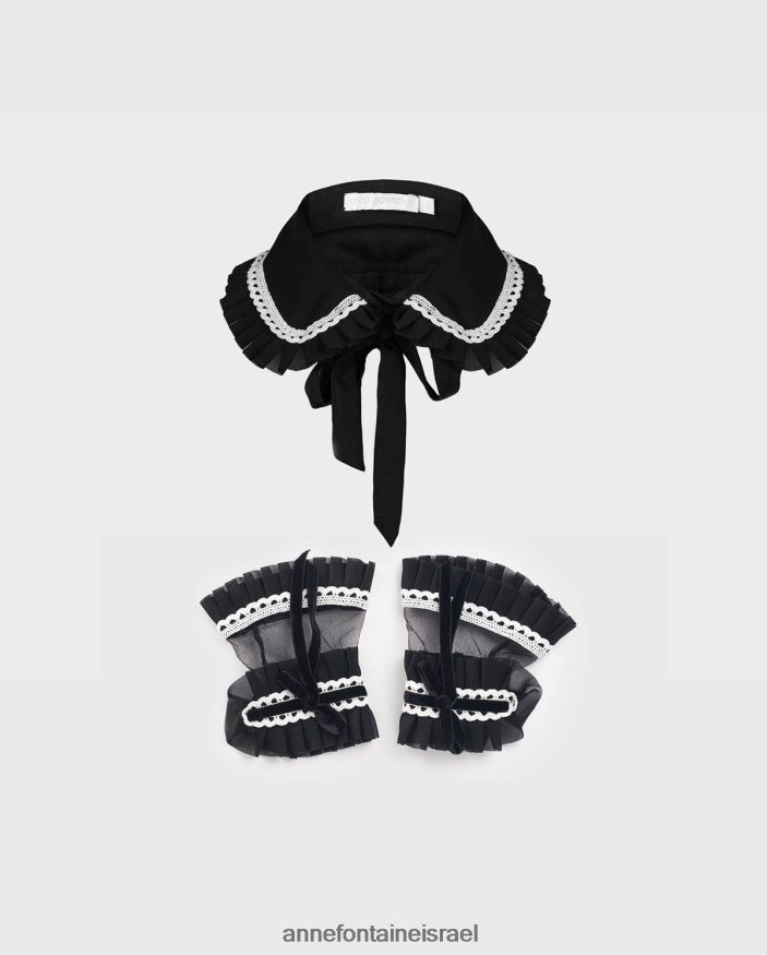 אביזרים Anne Fontaine סט צווארון וחפתים של קולט וסט צווארון וחפתים עם פרטי עיטור תחרה לבן שחור נשים DL8V8L529