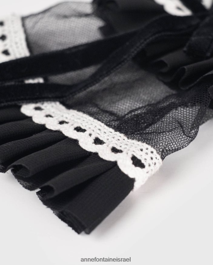 אביזרים Anne Fontaine סט צווארון וחפתים של קולט וסט צווארון וחפתים עם פרטי עיטור תחרה לבן שחור נשים DL8V8L529