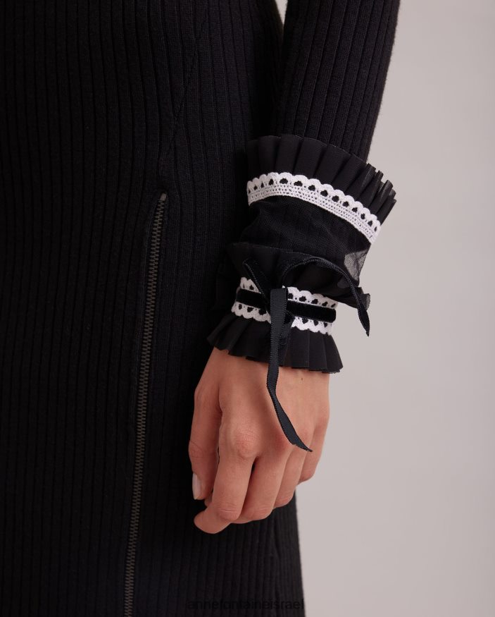 אביזרים Anne Fontaine סט צווארון וחפתים של קולט וסט צווארון וחפתים עם פרטי עיטור תחרה לבן שחור נשים DL8V8L529