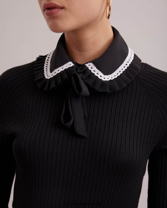 אביזרים Anne Fontaine סט צווארון וחפתים של קולט וסט צווארון וחפתים עם פרטי עיטור תחרה לבן שחור נשים DL8V8L529