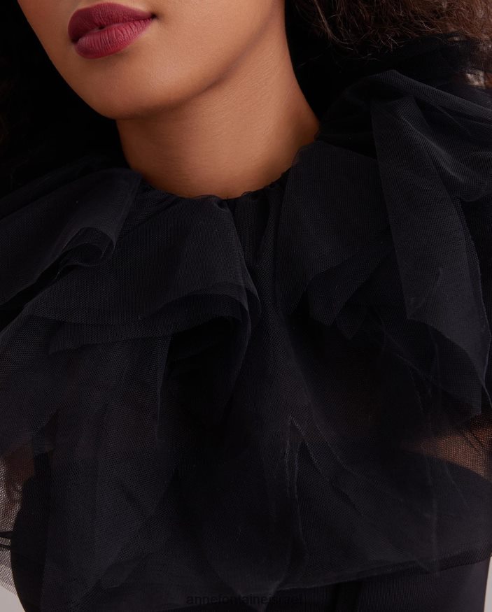 אביזרים Anne Fontaine קולר אותיות צווארון טול עם קשירת סרט שָׁחוֹר נשים DL8V8L533