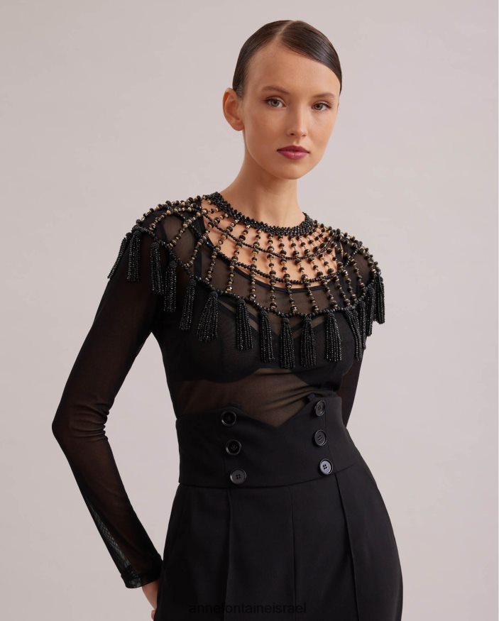 אביזרים Anne Fontaine צווארון שכמיית צווארון ויקה מעוטר בחרוזים שָׁחוֹר נשים DL8V8L534