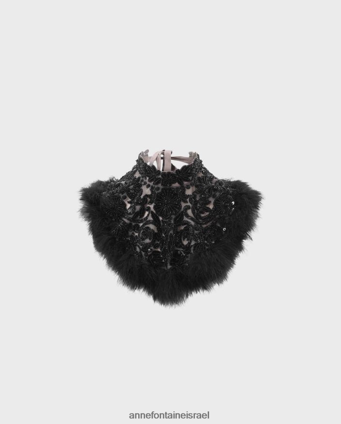 אביזרים Anne Fontaine צווארון אודסה צווארון רקום עם נוצות שָׁחוֹר נשים DL8V8L535