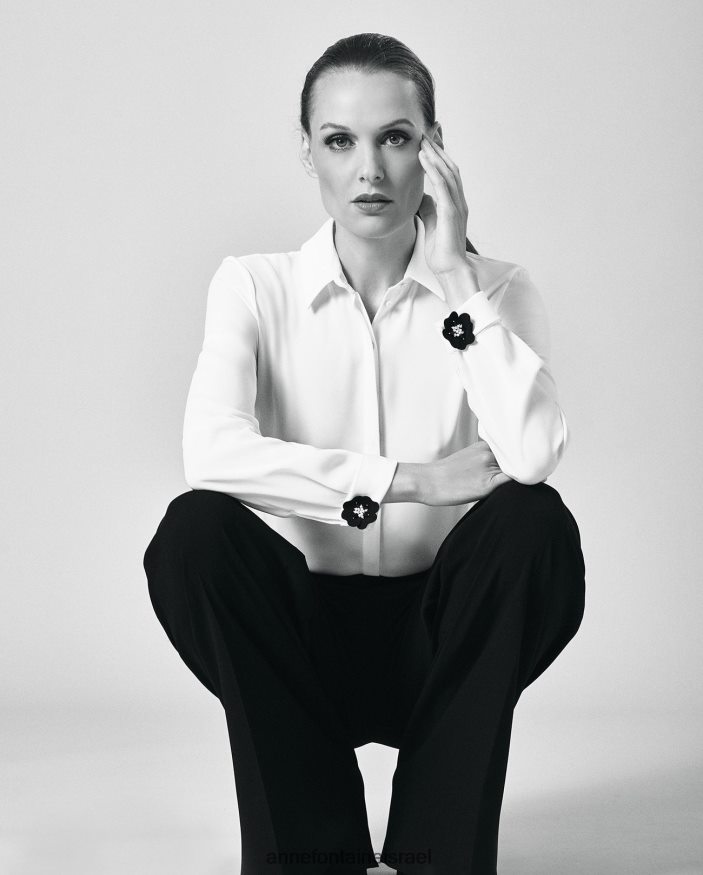 אביזרים Anne Fontaine חפתים גמליאל חפתים פרחי זמש וחרוזים שָׁחוֹר נשים DL8V8L568