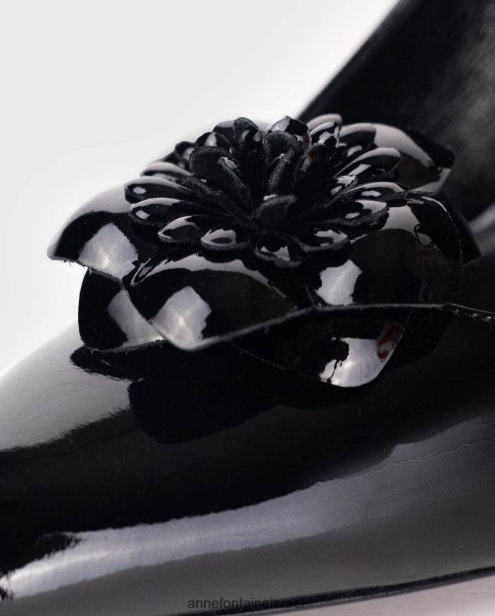 נעליים Anne Fontaine משאבות עור לקט עם עקב מחודד עם פרחים נשלפים שָׁחוֹר נשים DL8V8L56