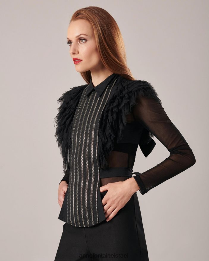 אביזרים Anne Fontaine צווארון פופלין חזית חולצה עם מלמלות מוסלין מסוגנן נשים DL8V8L577