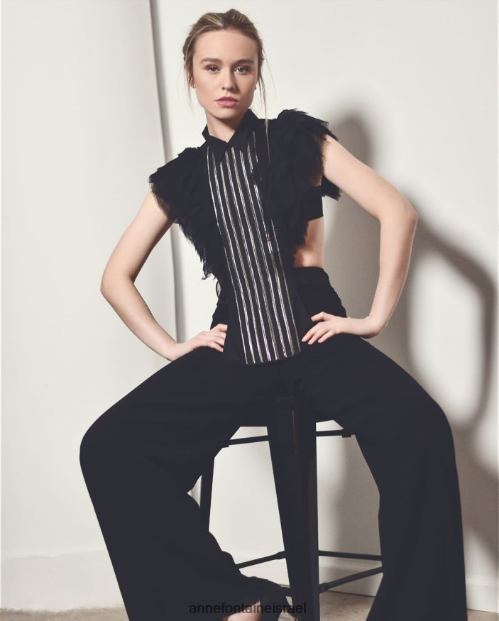 אביזרים Anne Fontaine צווארון פופלין חזית חולצה עם מלמלות מוסלין מסוגנן נשים DL8V8L577