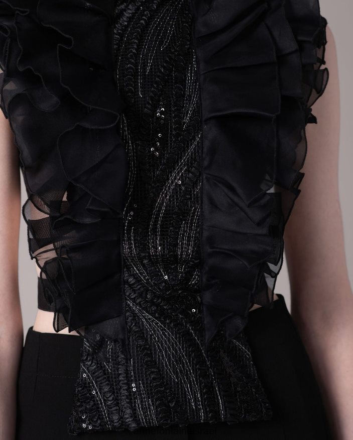 אביזרים Anne Fontaine חזית חולצת שנון עם סלסולים ופאייטים שָׁחוֹר נשים DL8V8L578